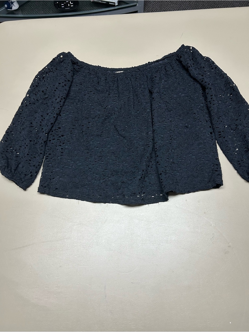 Hollister Black Eyelet Off-Shoulder Blouse